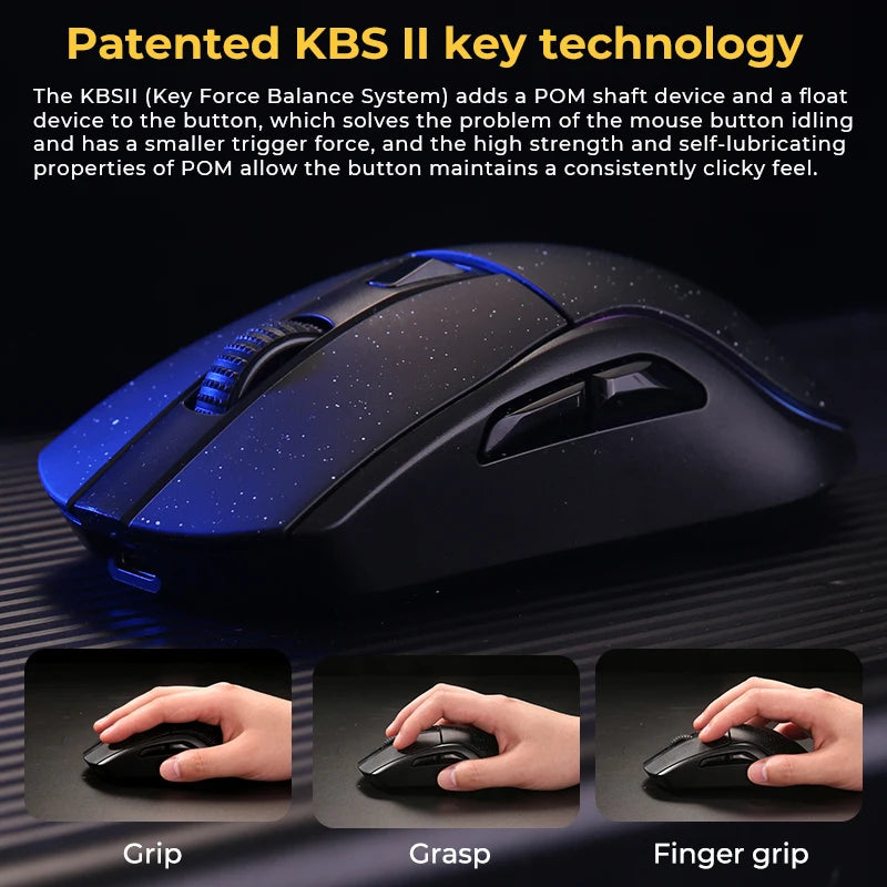 Mouse Gamer DAREU para PC com Conexão Tri-Modo: Bluetooth, Fio e Sem Fio 2.4G com Base de Carregamento e Botões KBS para Gamers de Laptop - IMPORTADO