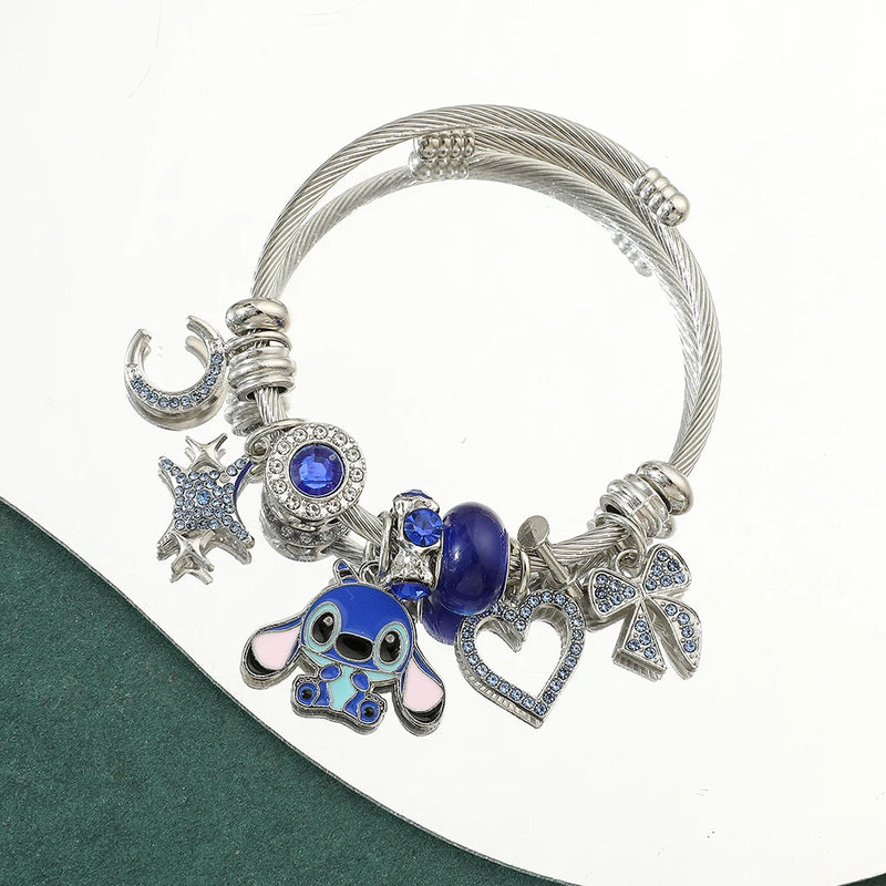 Pulseira Versátil Disney com Miçangas e Pingente de Coração Stitch - Edição Sorte Fofa -IMPOTADO