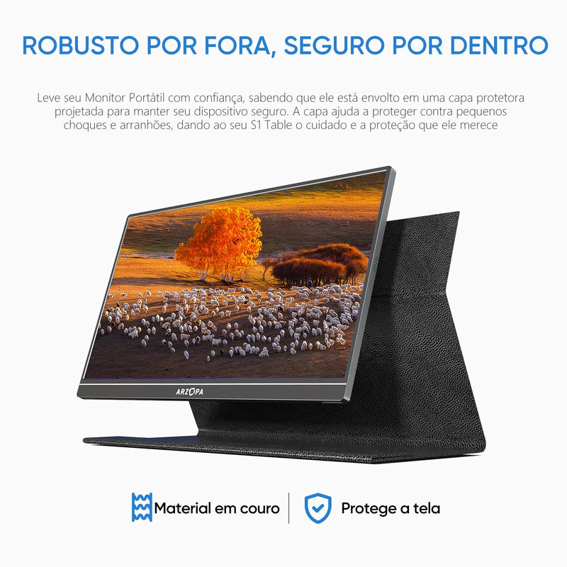 Monitor Portátil Arzopa de 15.6 Polegadas FHD 1080P - Monitor Secundário Externo com HDMI e USB para PC, Laptop, Mac, Switch, Xbox e PS4! - IMPORTADO