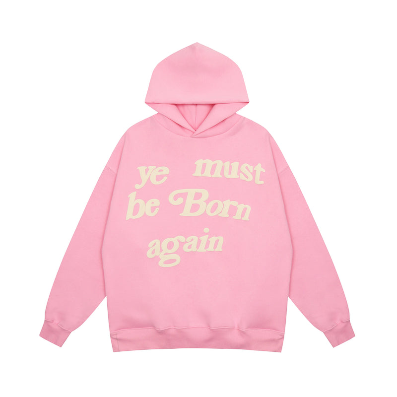 Moletom 2023FW Puff Print Kanye West Unissex "Ye Must Be Born Again" Rosa Oversized CPFM Sweatshirt